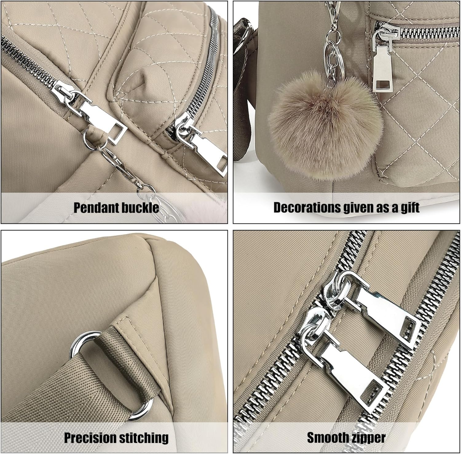 TANTOMI Mini Backpack Purse - Lightweight Travel Bag for Women with Pom Detail | Stylish & Compact