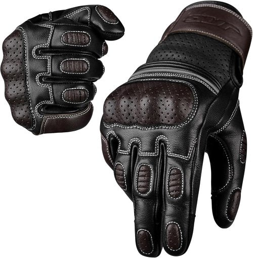 J.A.G. Motorcycle Gloves - Premium Leather Perforated Riding Gloves for Men | Touchscreen & Knuckle Protection