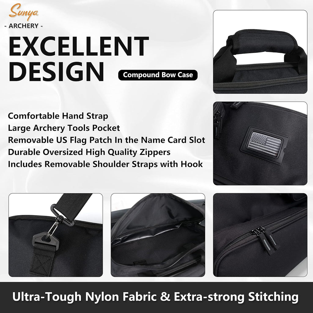 SUNYA Compound Bow Case - Neoprene String Protection & Padded Sling | Soft Carrying Case for Archery Gear