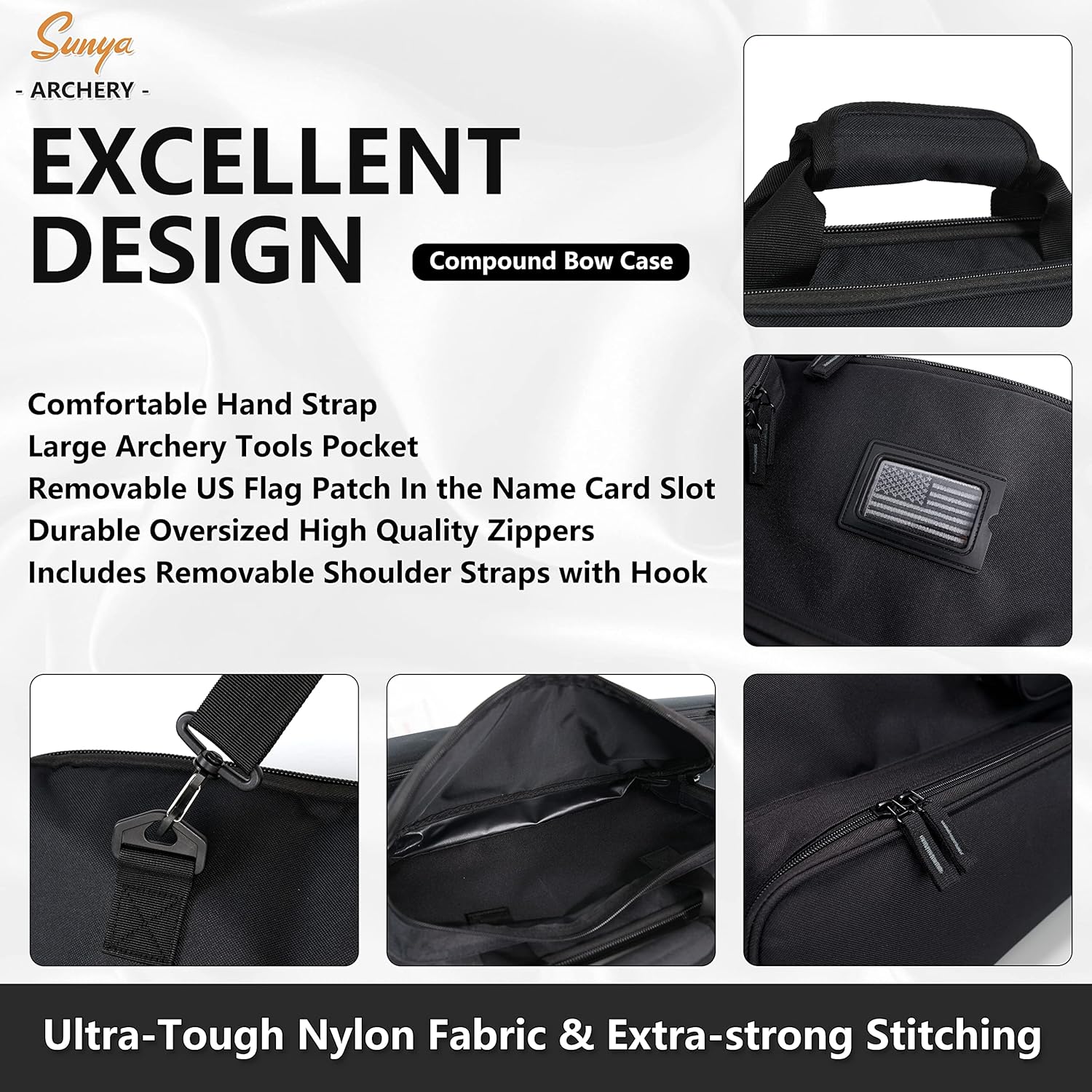 SUNYA Compound Bow Case - Neoprene String Protection & Padded Sling | Soft Carrying Case for Archery Gear