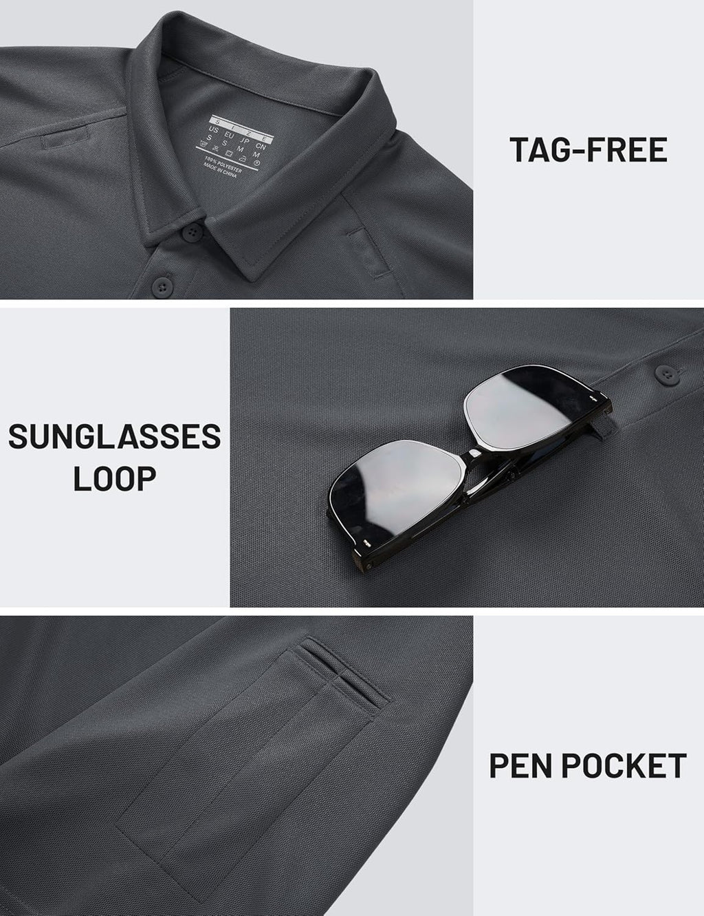 TACVASEN Men's Polo Shirt - Short Sleeve Dry Fit Collared Golf Shirt | UPF 50+ Performance Wear