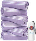 Antfuny Turkish Beach Towels - 6 Pack Yoga Blankets for Gym & Outdoor Use | Purple Gift for Men