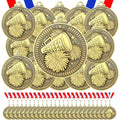 Remuuly 60 Pcs Gold Award Medals 2 Inch Soccer Baseball Volleyball Football Cheer Trophy Medals Metal Awards Bulk with Neck Ribbons Trophy Prize Gifts for Sports Competitions(Cheer)