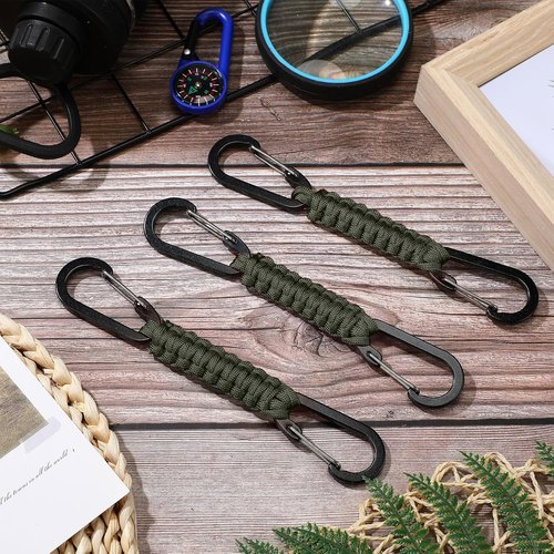 Ferraycle Paracord Keychain Set - 5 Pcs Tactical Carabiner Clips for Water Bottles & Backpacks