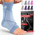 Stars Ankle Brace - Compression Sleeve for Sprained Ankle Relief | Customizable Support in Light Blue (L: 12"-13")