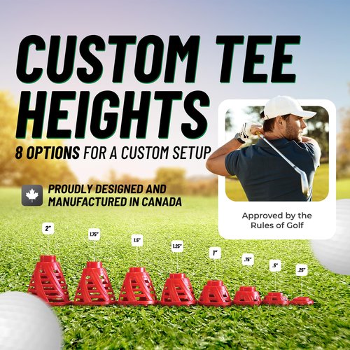 BirTee Golf Tees - PRO Speed Plus with Flexibility & Durability - 8 Pack. Indoor Golf Tees/Golf Simulator Tees/Winter Plastic Golf Tees (White)