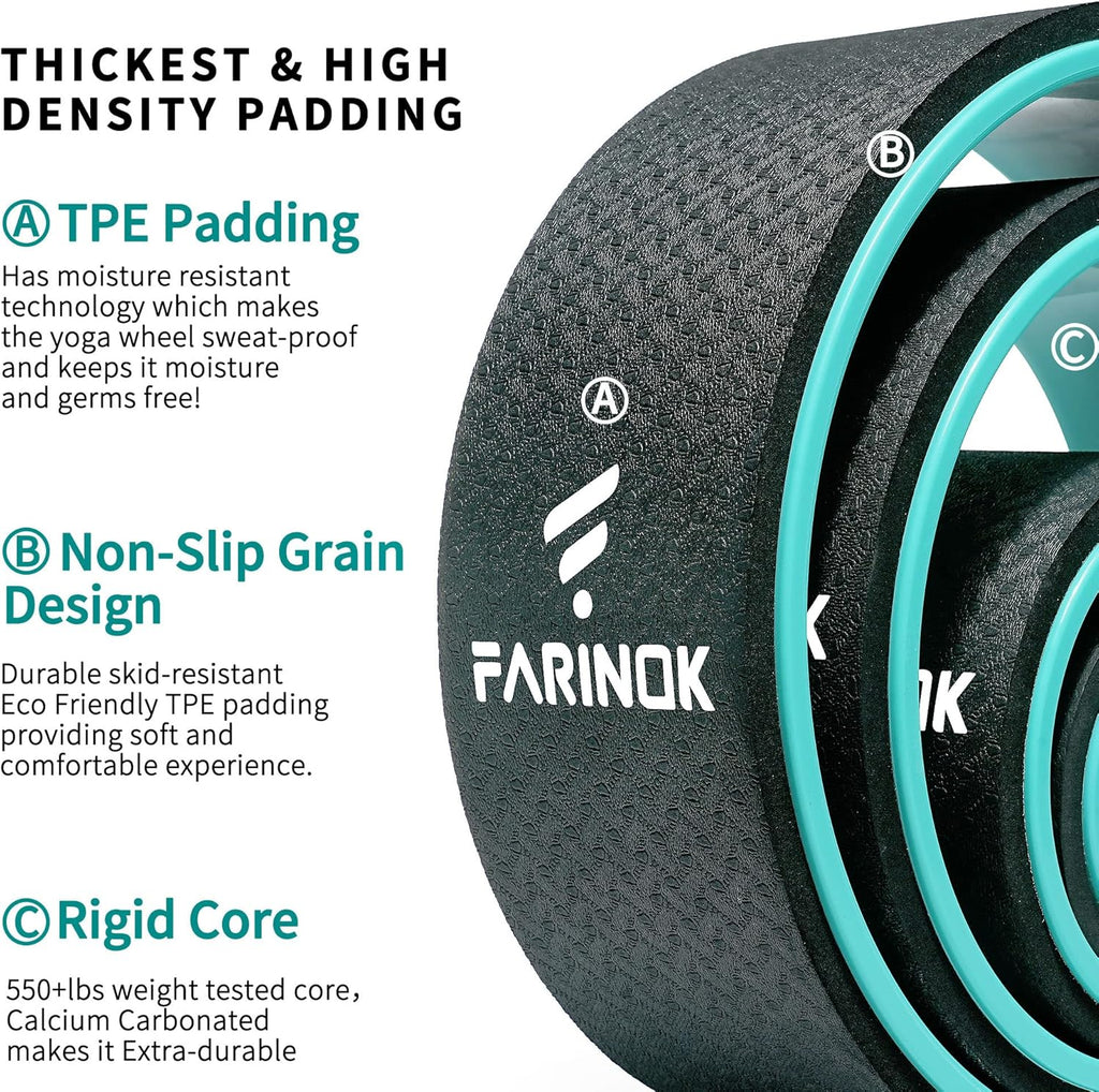 Skiennix Yoga Wheel Set - 3+1 Upgraded 10MM Thick Back Rollers for Pain Relief & Stretching