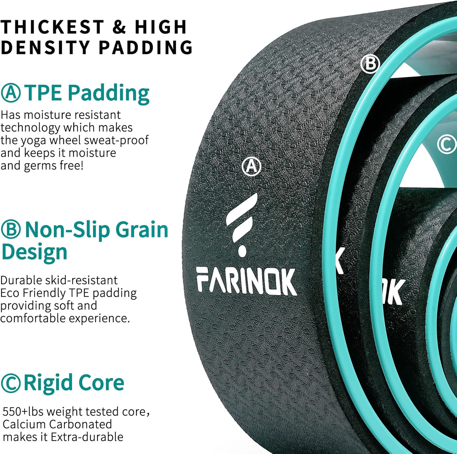 Skiennix Yoga Wheel Set - 3+1 Upgraded 10MM Thick Back Rollers for Pain Relief & Stretching