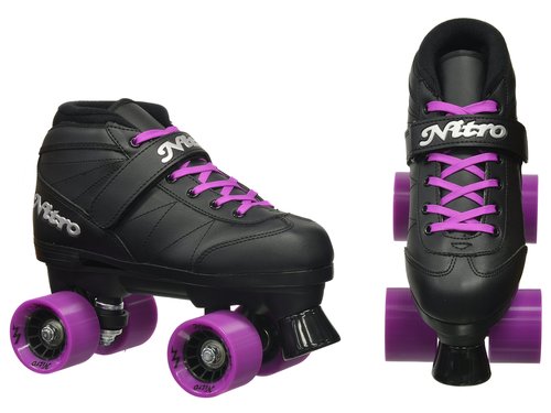 Epic Skates Super Nitro Purple Quad Speed Skates, Youth 5, Black/Purple