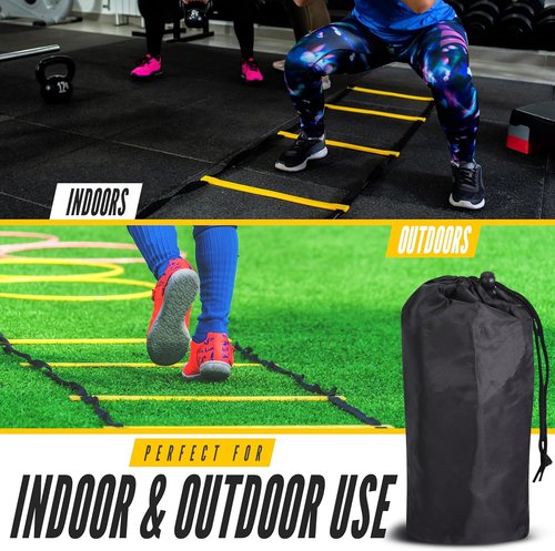 Agility Ladder 2 Pack - Speed Training Ladder Set with Ground Stakes for Football & Soccer - Includes Carrying Bag