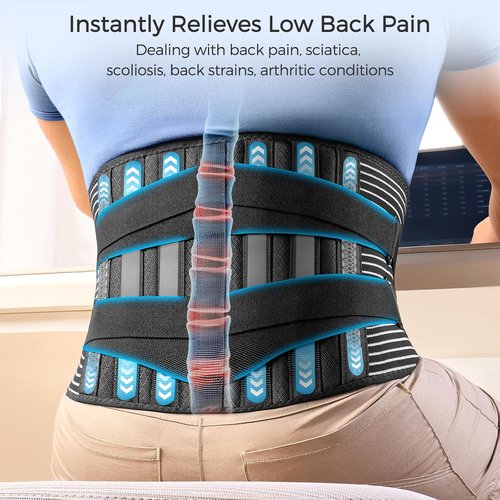FREETOO Back Brace - Breathable Lower Back Pain Relief Support Belt for Men/Women | Anti-Skid Design, Medium Size