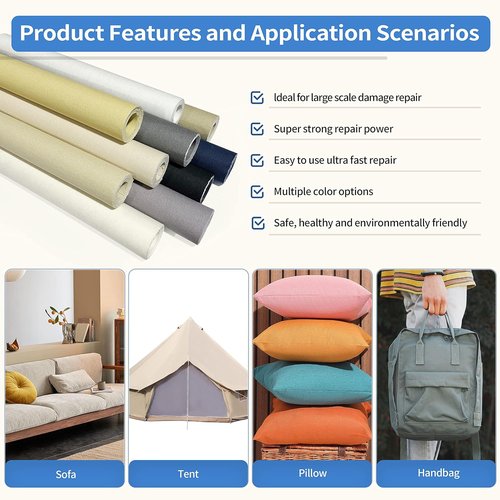 KING MOUNTAIN Canvas Repair Patch - 16"x30" Self-Adhesive Waterproof Fabric for Sofas, Tents & More (Grey)