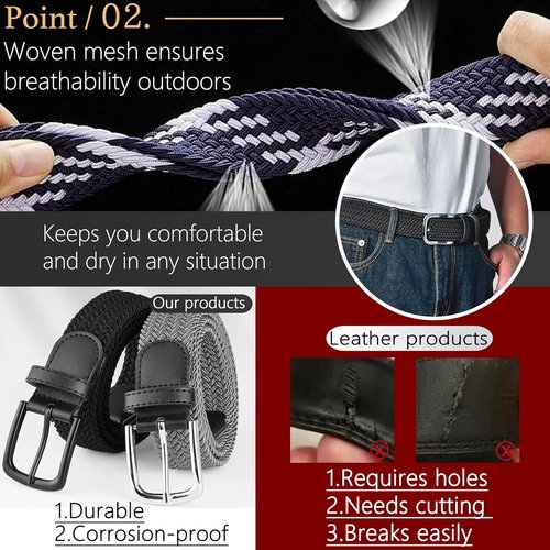 JIFANPAUL Elastic Braided Belt - Stretchable Adjustable Web Design for Men & Women | Ideal for Work & Casual Wear