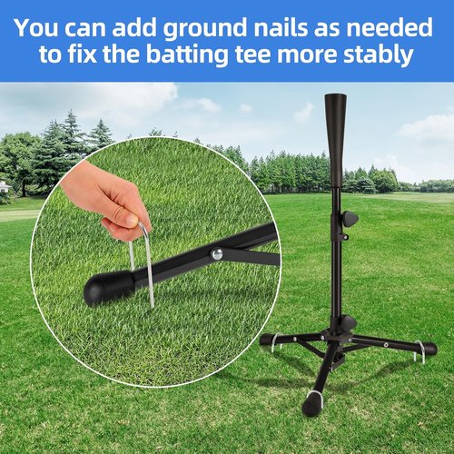 Baseball Tee For Kids - Adjustable Batting Tee 20.85 to 31.30 Inches | Foldable & Portable with Bag