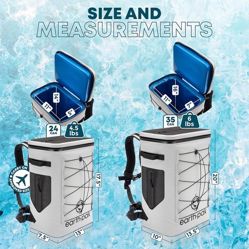 Earth Pak Insulated Backpack Cooler - Holds 24 or 35 Cans for 72 Hours | 100% Waterproof Design for Outdoor Adventures