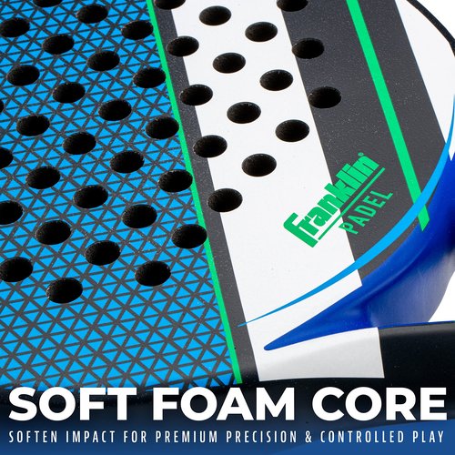 Franklin Sports Padel Racket - Aurora - Carbon Fiber Diamond Shape Padel Racket with Foam Core + MAX Grit Surface - 365g - Premium for Intermediate + Advanced Players - Blue