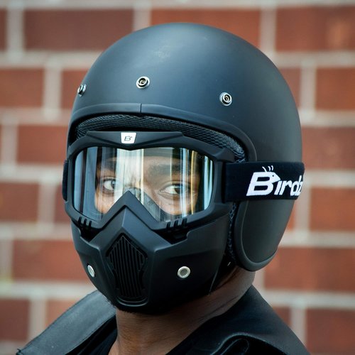 Birdz Eyewear Skylark Motorcycle Goggles - Removable Face Mask, Black Frames, Mirror Lens