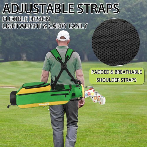 Golf Stand Bag Lightweight Small Medium Carry Bag 2-3 Way Divider Men and Women with Adjustable Shoulder Strap Multiple Pockets Golf Gun Bag with Golf Putter Covers (M-Green)