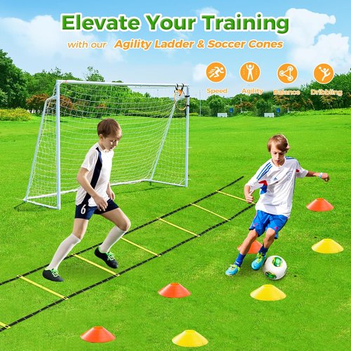 Metal Soccer Goals by [Brand Name] - Portable 12x6, 10x6.5, 8x6, 6x4FT for Kids & Adults | Durable Steel Frame with Net