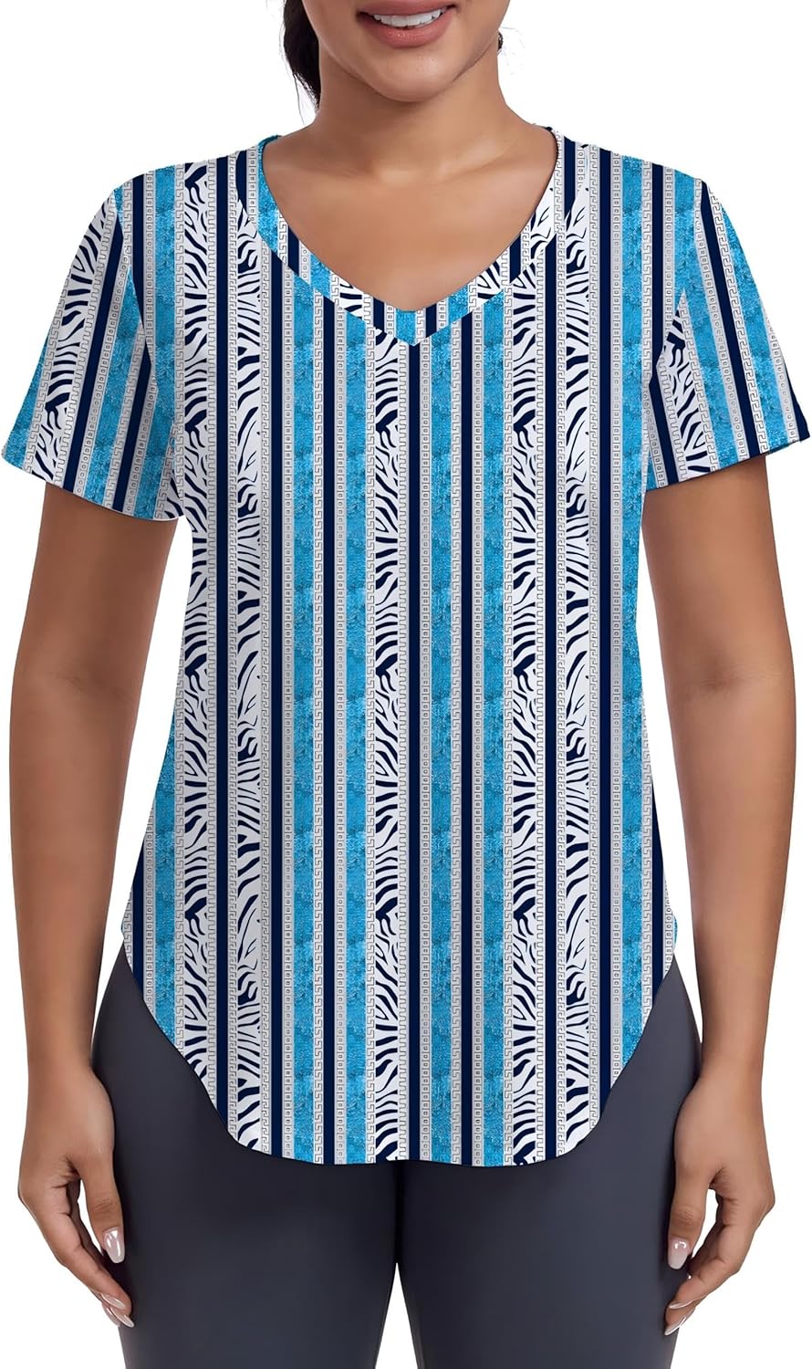Skiennix Short Sleeve Workout Shirt - Loose Fit V-Neck Exercise Top for Yoga & Gym | Dry Fit, Comfortable