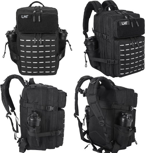 LHI Tactical Military Backpack - Large 25L/45L Molle Army Assault Pack for Hiking & Travel