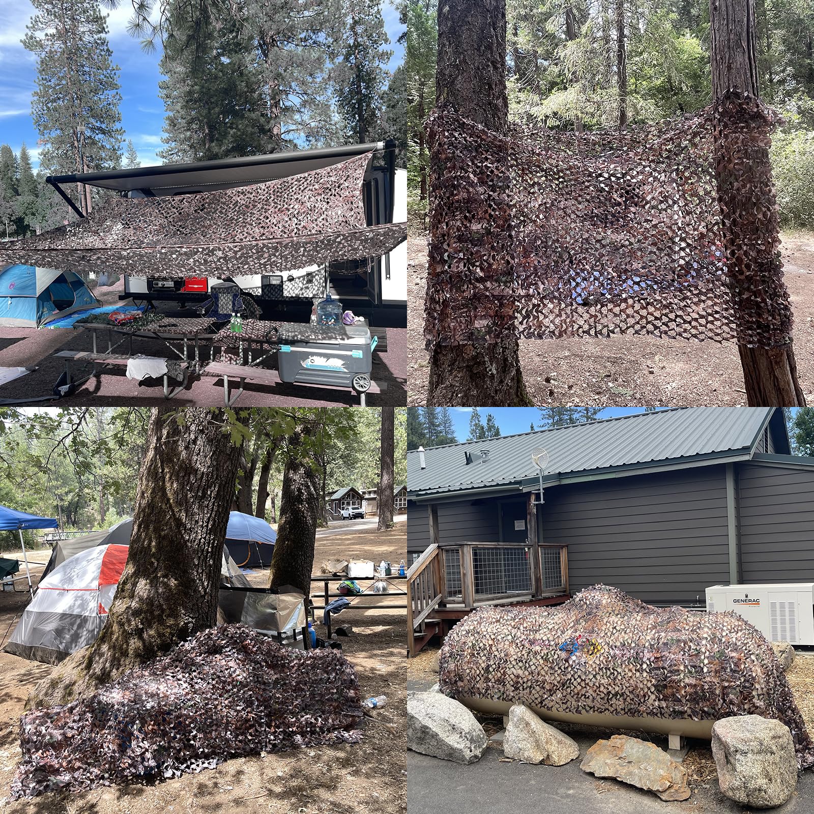 Yeacool Camo Netting for Hunting Burlap Camouflage Netting Outdoor Shade Camo Tarp for Party Decor Birthday Dinosaur Military Kids Ford Sunshade (Camo Bionic Leaves, 9.8ftx9.8ft, 3m*3m)