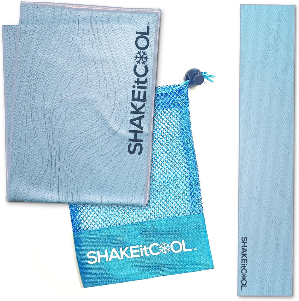 SHAKEitCOOL Cooling Towel - Stay Cool in Style | Lightweight, Soft, Sun Protection - Blue Wave