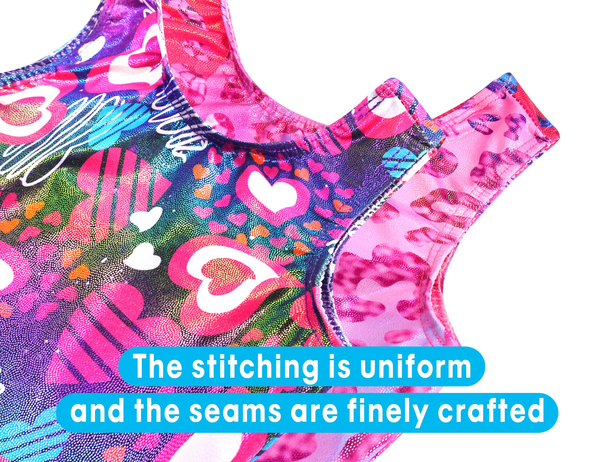 Snowheart Gymnastics Leotards for Girls - 2 Pack of Sparkly One-Piece Pro Kids Unitard Biketards with Shorts for Ages 2-9