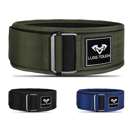 LUXE-TOUCH 4 Inches Nylon Weightlifting Belt with Quick-Release Buckle, Belt for Cross Working out, Bodybuilding, Power Lifting. Deadlift Training Belt, Adjustable Weight Lifting Spine Support (Green, X-Large (40" - 45"))