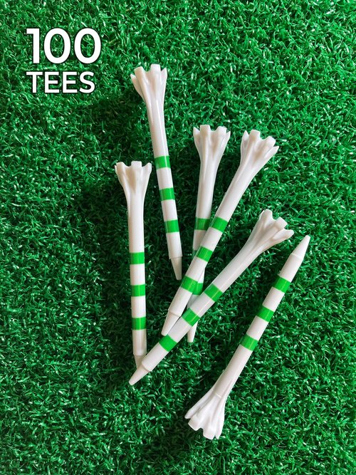 2-3/4" Champ FlyTee My Hite Golf Tees White/Green Stripe Golf Tee, 100 Count