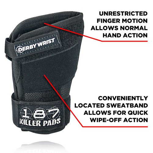 187 Killer Pads Derby Wrist Guards – Slide-On Wrist Protection for Roller Derby