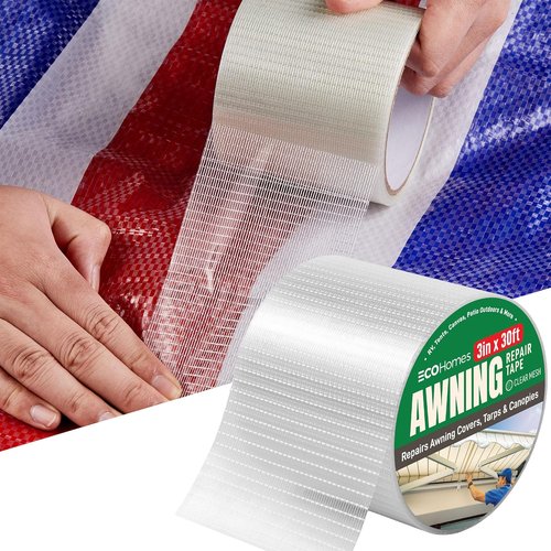 Awning Covers | Waterproof Self-Adhesive Repair Tape Kit for Tents, RVs, Canopies - 3” Clear Mesh