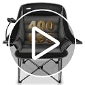 CAMPHILL Oversized Black Camping Chair for Adults, Heavy Duty 400Lbs Folding Lawn Seat with Padded Comfort, Phone & Cup Holders