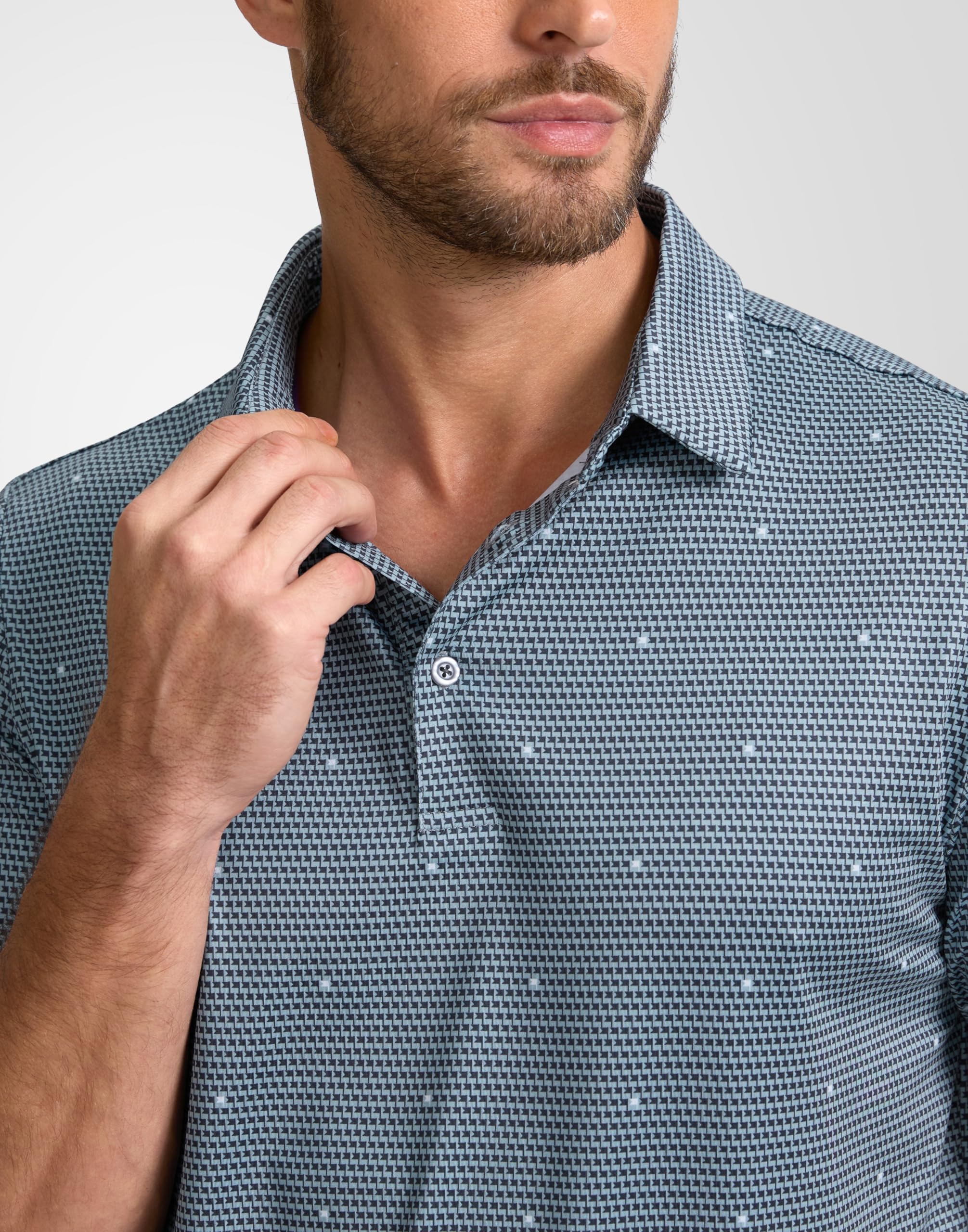 Obla Mens Golf Polo Shirts Short Sleeve Dry Fit Performance Moisture Wicking Casual Print Collared Golf Shirts for Men(Gray Flag_XXXL)