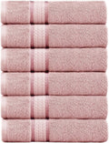 COTTON CRAFT Ultra Soft Hand Towels - Set of 6 Plush Absorbent Quick-Dry Bathroom Towels - 16x28 Blush Pink
