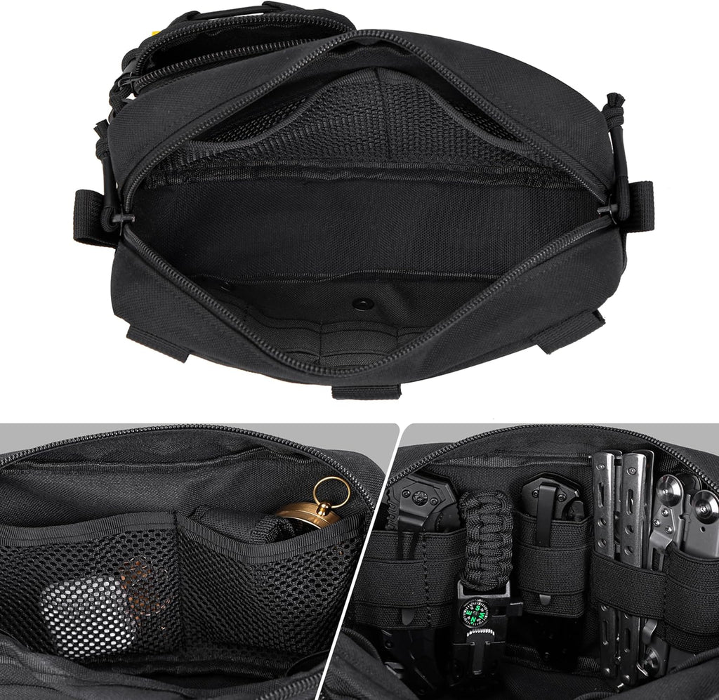 Skiennix Tactical Molle Pouch - Water-Resistant Admin Pouch with US Flag Patch | Versatile Utility for Vests & Backpacks