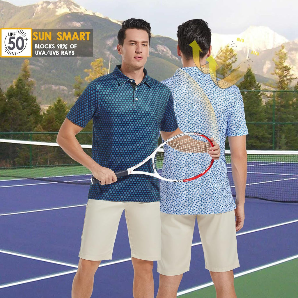 Skiennix Men's Golf Shirt - Moisture-Wicking Dry Fit Performance Polo | Short Sleeve, Stylish Print