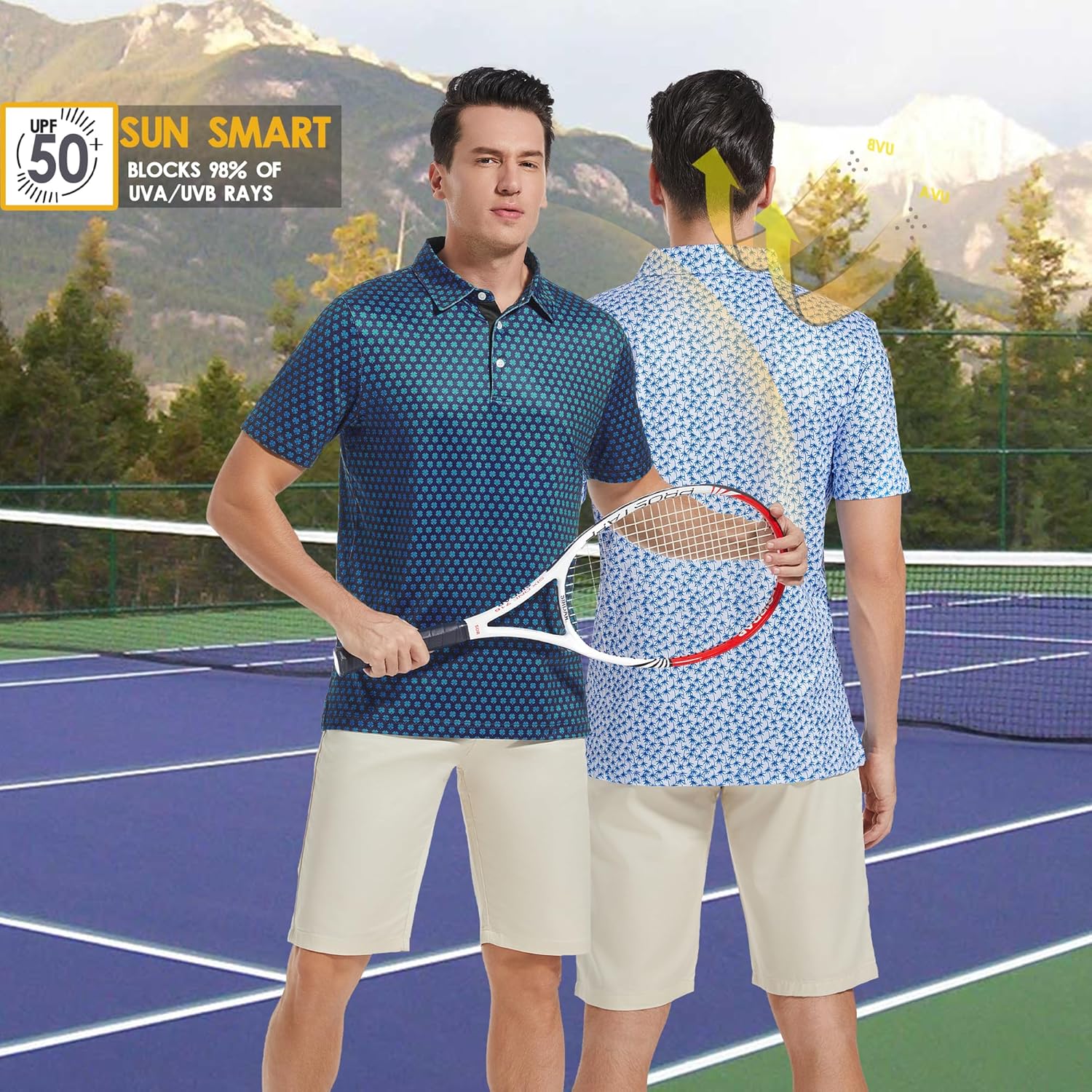 Skiennix Men's Golf Shirt - Moisture-Wicking Dry Fit Performance Polo | Short Sleeve, Stylish Print