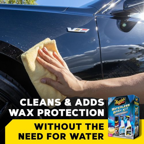 Meguiar's Waterless Wash Kit - Premium Car Detailing Solution for Dirt Removal & Shine | No Water Needed