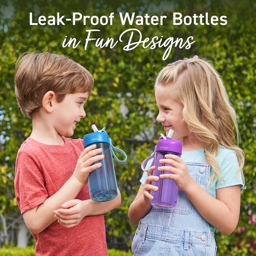 Bentgo Kids Water Bottle - Leak-Proof, Durable BPA-Free Tritan | 15 oz. Cup for Ages 3+ (Blue)