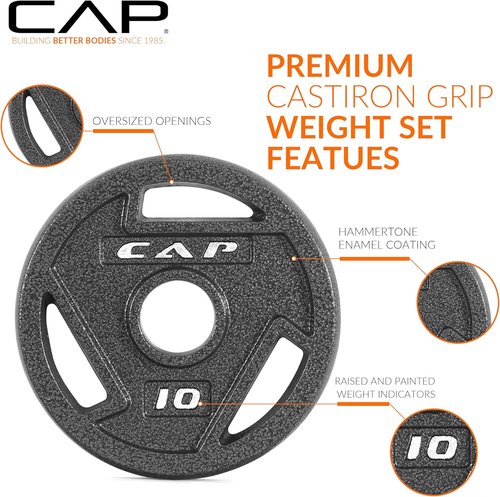 CAP Barbell Olympic Cast Iron Weight Plate Set - 75 to 285 lbs | Multiple Options Available
