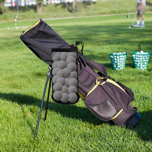 Klmnop 2Pcs Golf Ball Bag, Nylon Mesh Pouch Holds 48-56 Balls, Tee Pouch with Drawstring Storage Bag (Black)