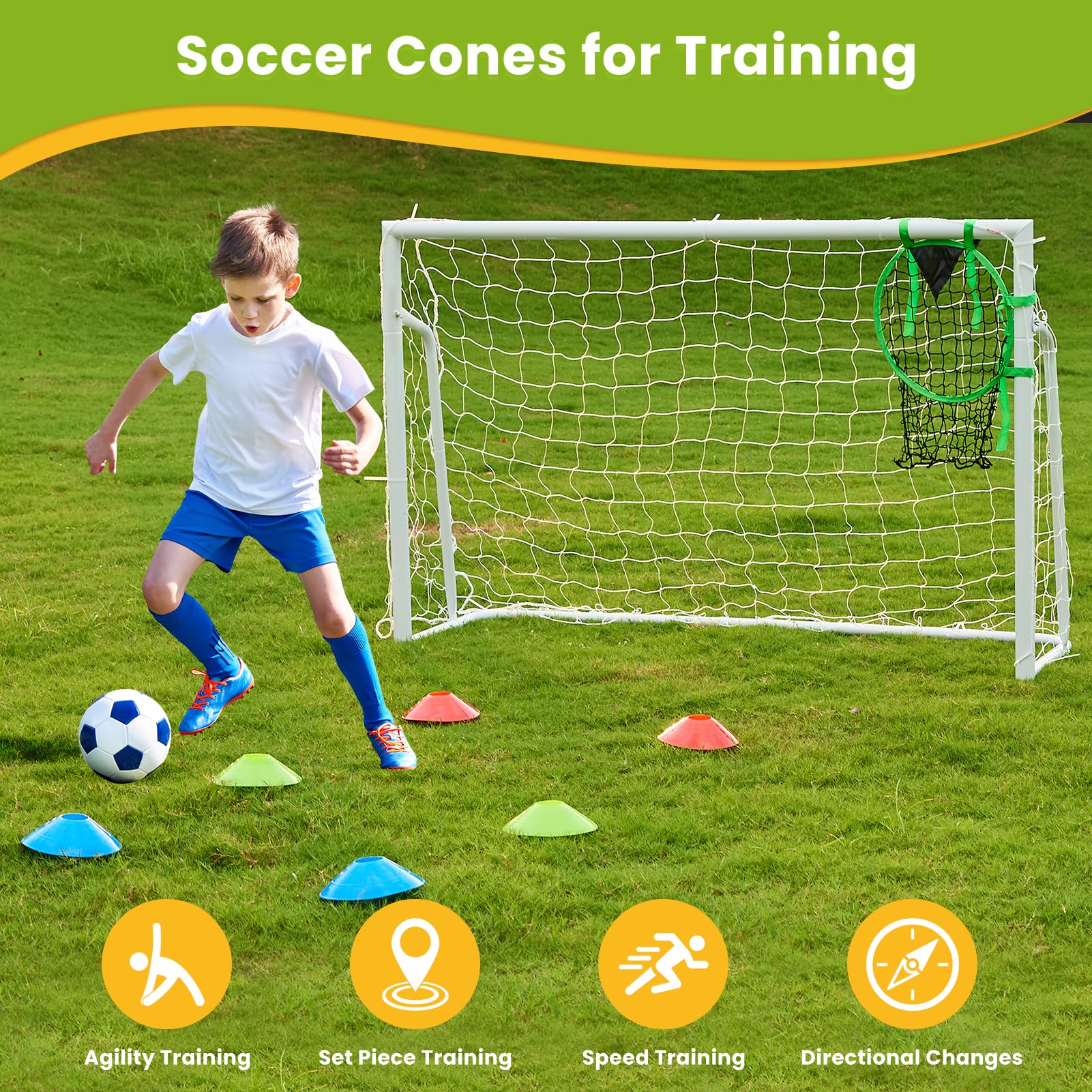 Soccer Goal 6×4, 12×6 and 8×6 FT Soccer Goals for Backyard, 2" Diameter Steel Frame Soccer Goal for Kids and Adults Large Powder Coated Galvanized Steel Goal Post with Soccer Target Net for Training