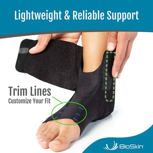BioSkin Ankle Compression Brace - Sprained Ankle, Post Injury Support Brace for Women and Men, Swollen Feet Relief, HSA or FSA Eligible (Medium)