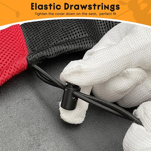 Golf Cart Seat Covers 2 PCS Front and Rear Seat Covers Sets for EZGO TXT RXV and Club Car DS 2000 and UP Standard Seat Cushion,Replacement Cooling Breathable Washable No Stapler Needed(Red& Black)