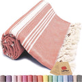 Bazaar Anatolia Turkish Beach Towel - Oversized 100% Cotton, Quick Dry & Sand Free | 71x39 Inches - Stripe Orange