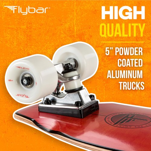 Flybar Skate Cruiser Boards – 27" Strong 7 Ply Canadian Maple Complete Skateboards - 60mm PU Wheels High Speed ABEC 9 Bearings