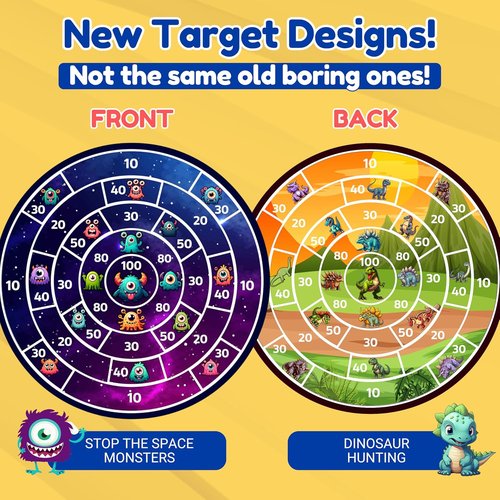 Lula Brands Dart Board - Double-Sided Indoor/Outdoor Game for Kids | Includes Backpack & Sticky Darts, 29”