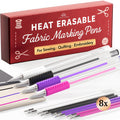 Lange & König Heat Erasable Fabric Marking Pens for Sewing - 4 Pens + 8 Refills - Sewing Supplies Quilting Supplies Table Accessories Embroidery Pen Tailors Chalk Alternative