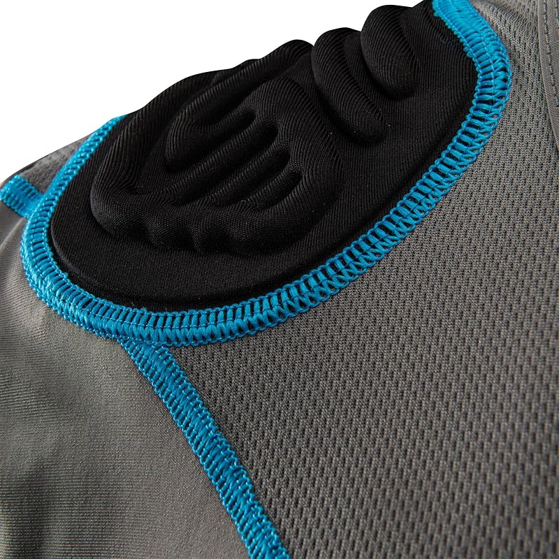 Charcoal, Optic Blue+Medium CHAMPRO Bull Rush Padded Compression Shirt for Boys